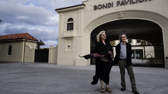 Waverley mayor Paula Masselos and architect Peter Tonkin at Bondi Pavilion in September.