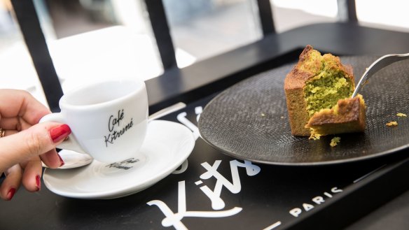 Espresso and a matcha financier at the fashionable Cafe Kitsune.