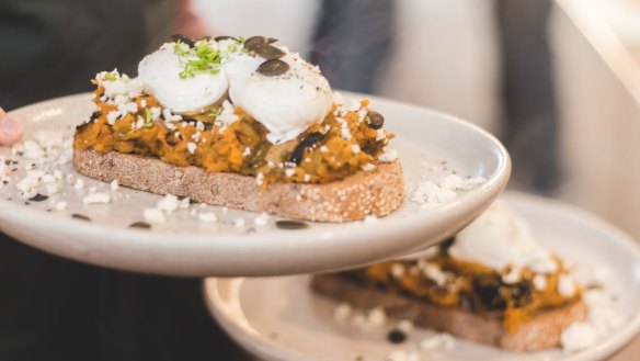 Seasonal smash and poached eggs from the Udder & Hoe team.