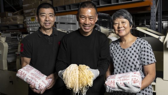 All in the family: Barry, David and Lorraine Hee of Harry Hee Noodles.