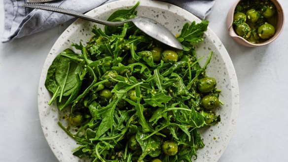 Green olive and oregano salad.