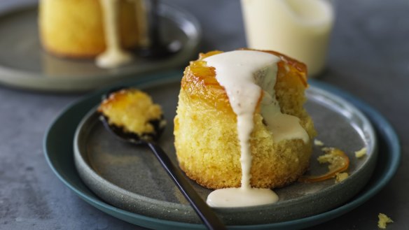 Individual marmalade and whisky puddings.