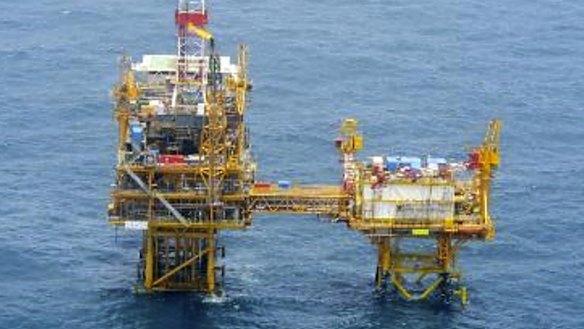 Chinese offshore platforms in the East China Sea in March, in a photo released by Japan's defence ministry on Wednesday.  