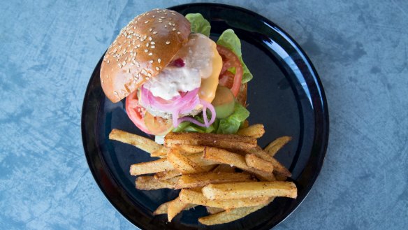 The menu covers all bases, including beef burgers.