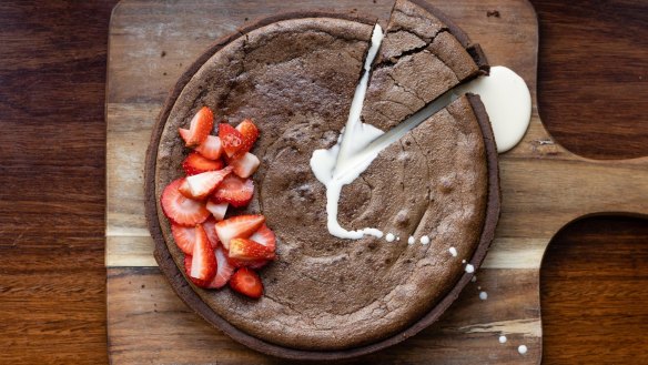 Cake fixes everything: Luke Mangan's soft-centred chocolate tart.