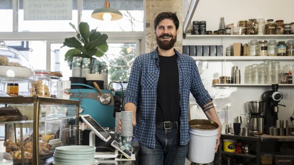 Jakub Kriz, co-owner of the Cat &amp; Cow Coffee cafe, where zero waste is the target.