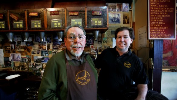 Joaquin Hernandez senior and junior at their Kings Cross cafe in 2007.  