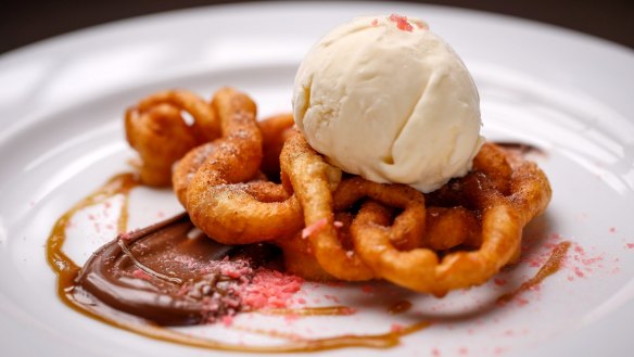 Funnel cake served at Mr Griffiths Alibis & Libations.