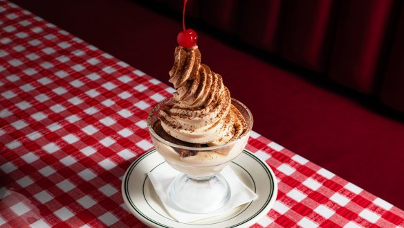 The tirami-sundae is tiramisu with vanilla soft-serve on top.