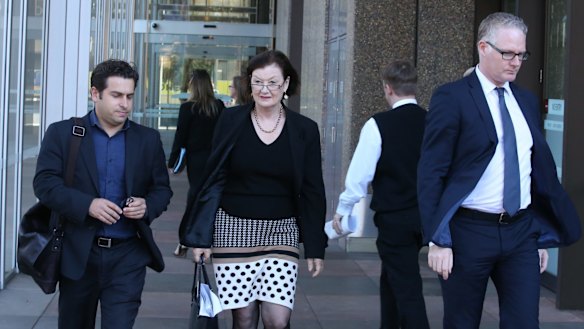 Journalists Linton Besser, Kate McClymont and Sean Nicholls outside the Supreme Court this week.
