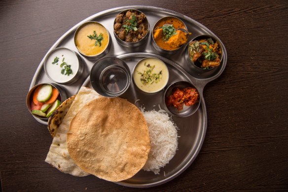 North Indian thali at Taj Indian Sweets and Restaurant, Harris Park.