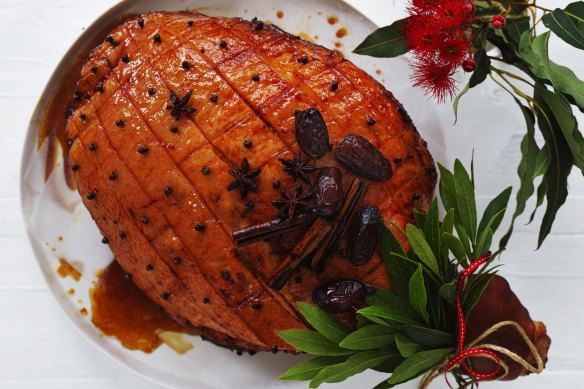 Date and brandy glazed ham.
