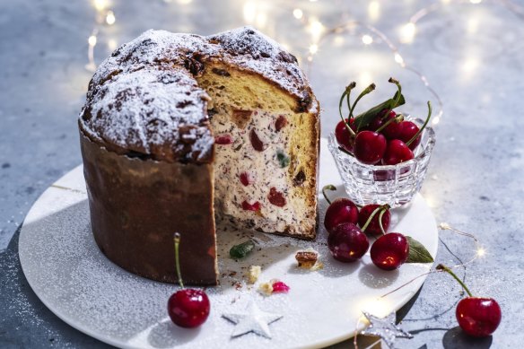 Ice-cream-stuffed panettone.
