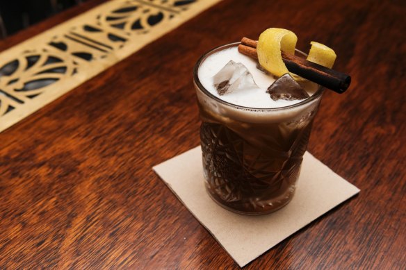 The old grogram cocktail, featuring stout and house-made spiced rum. 