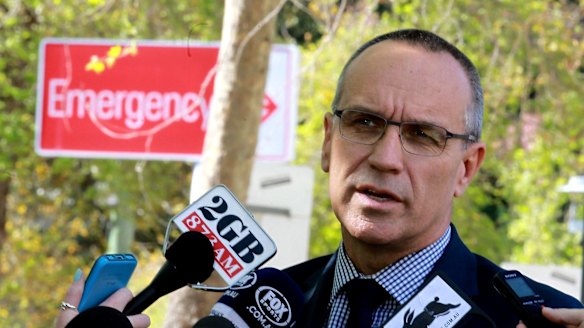 Sad situation: South Sydney CEO John Lee addresses the media at St Vincent's Hospital. 