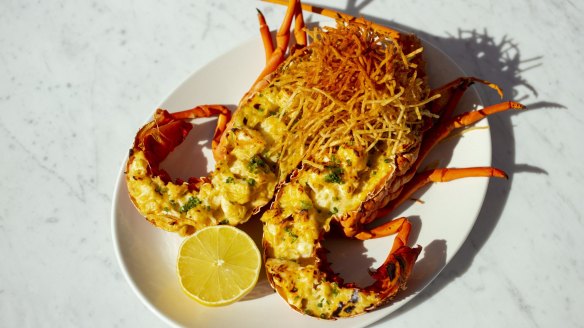 Lobster thermidor with pommes allumettes.