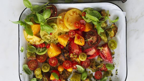 Heirloom tomato and bread salad.