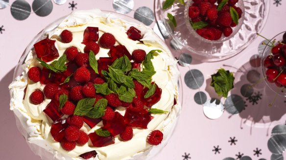 Jelly-centred pavlova.
