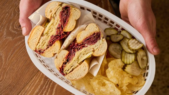 The brisket and gruyere bagel, already a best-seller at Bagels Baby in Pascoe Vale.