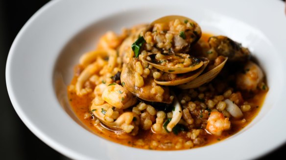 Go-to dish: Fregola, prawn, cuttlefish, vongole, mussels. 