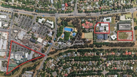 Land owned by traders in Dickson shops including the car park they bought from the government. And the two blocks behind the pool which the government bought from the Tradies, including the CFMEU headquarters. 