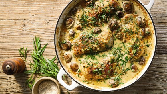 Chicken marylands with mushrooms and tarragon in a cream sauce from 