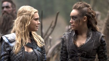 Alycia Debnam-Carey as Lexa (right) and Eliza Taylor as her lover Clarke in The 100.