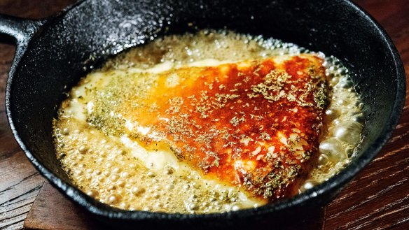 Saganaki cheese with honey and oregano from The Apollo.