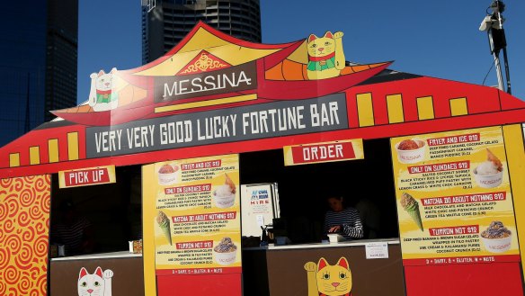 Exterior of Gelato Messina's 'Very Very Good Lucky Fortune Bar' at the Night Noodle Markets.