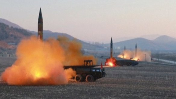 North Korea launches four missiles in an undisclosed location North Korea last month.