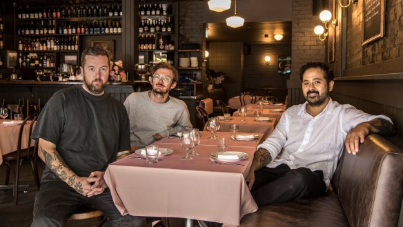 Dan Pepperell, Andy Tyson and Michael Clift at Bistrot 916 in Potts Point.