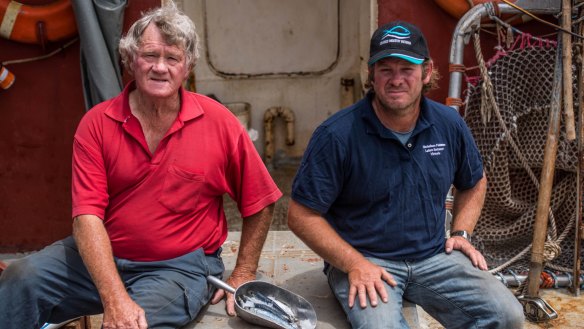 Family tradition: East Gippsland sardine fishermen Adam and Harry Mitchelson.