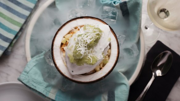 Coconut tapioca pudding. 