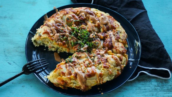 Share-friendly dumpling okonomiyaki.