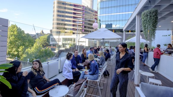 The rooftop has a Hamptons-esque vibe.