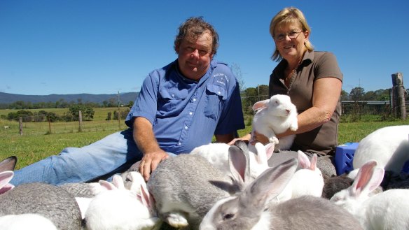 John and Margaret James from Macleay Valley Rabbits in 2010. 