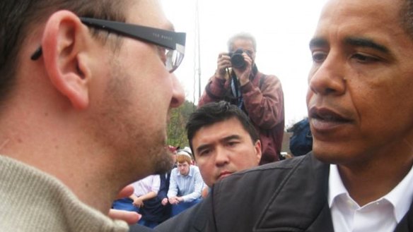 Putting himself close to power: Sean Black meets US President Barack Obama.