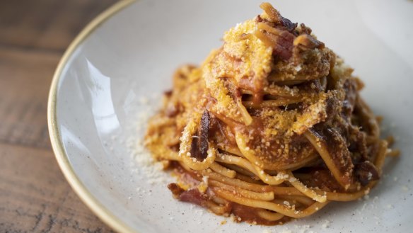 Go-to dish: Bucatini all'Amatriciana.