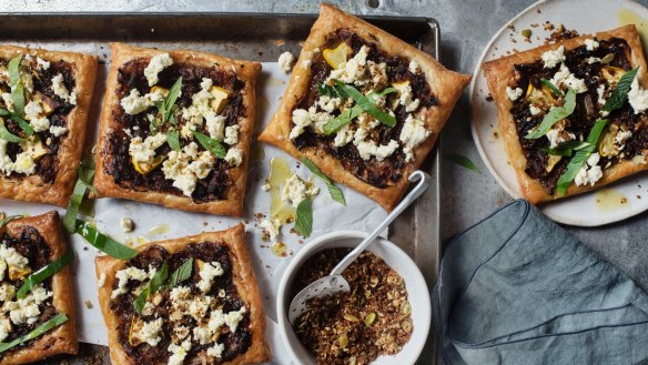 The Blue Ducks' fennel and squash squares with goat's cheese and pangrattato crumb.