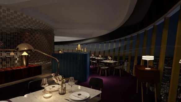 A render of the new Infinity restaurant at Sydney Tower.