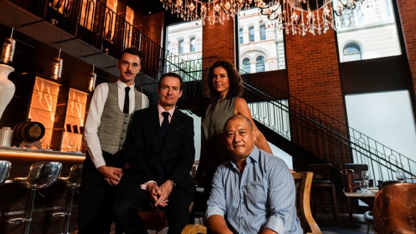 From left: Maitre d' David Searl, sommelier John Clancy, events manager Kim Daniela Antunovic and owner Dah Lee.