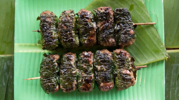 Beef wrapped in betel leaf.