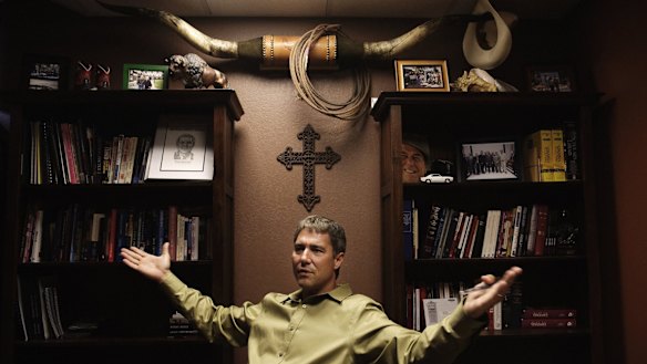 Troy Newman, pictured in his office in Wichita, Kansas.  
