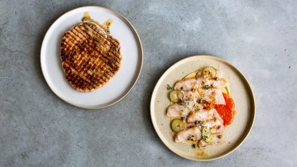 Corned moon fish with corn flatbread.