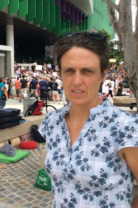 GetUp! campaigner Ellen Roberts was among the supporters outside Lady Cilento Children's Hospital.