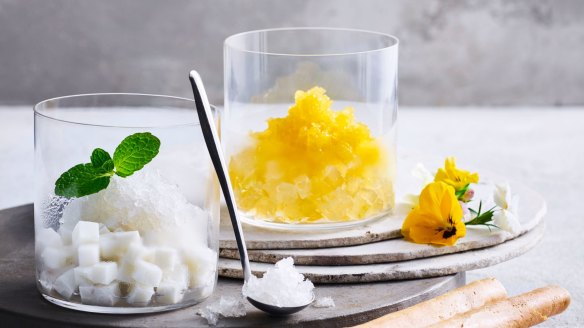 From the dessert menu: coconut and mango granita at Chat Thai, Circular Quay.