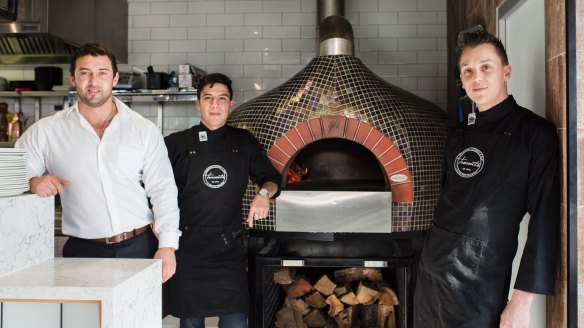 From left, owners Alan Gasanov and Jon Kosteski, and head chef Joel Welch. 