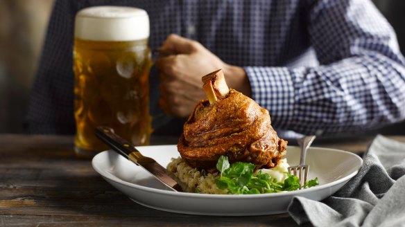 Because you can't have a beer hall without pork knuckle.