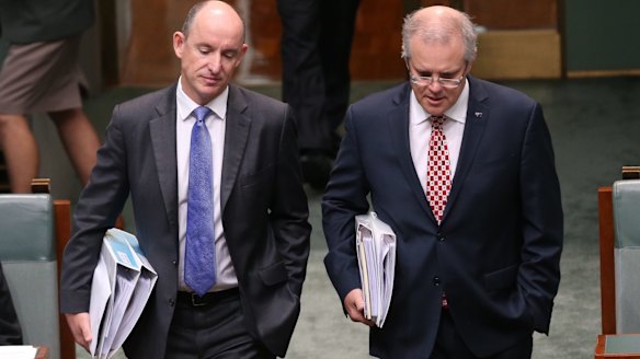 Mr Robert arriving to question time with Treasurer Scott Morrison.