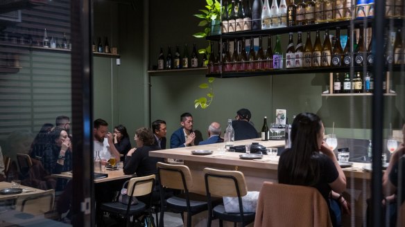 The best seats in the house are at the counter facing the action.